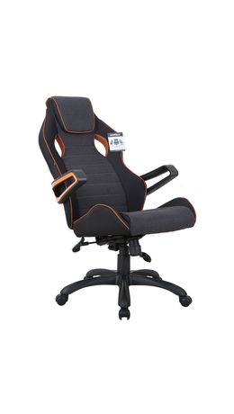 Кресло компьютерное BRABIX Techno Pro GM-003, ткань, черное/серое, вставки оранжевые,