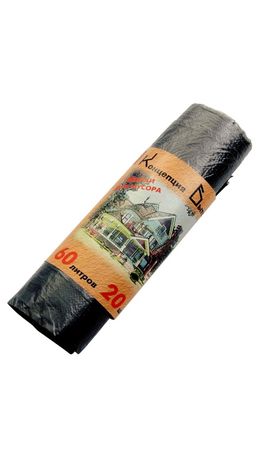 Мешки для мусора 60 л, черные, в рулоне 20 шт., ПНД, 10 мкм, 60х72 см, стандарт, КОНЦЕПЦИЯ БЫТА, 0053
