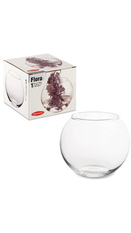 Ваза "Flora", круглая, высота 10 см, стекло, PASABAHCE, 43417