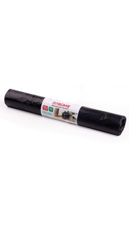 Мешки для мусора 120 л, черные, в рулоне 10 шт., ПНД, 18 мкм, 70х110 см (±5%), прочные, ЛАЙМА, 601386