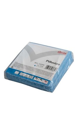 Салфетки VILEDA "ПВАмикро", комплект 5 шт., искусственная замша, голубая, 35х38 см, 143590