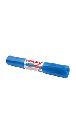 Мешки для мусора 120 л, синие, в рулоне 10 шт., ПВД, 40 мкм, 70х110 см (±5%), особо прочные, ОФИСМАГ, 602929