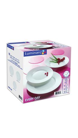 Набор посуды столовый "Everyday", 18 предметов, белое стекло, LUMINARC, G0566