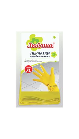 Перчатки хозяйственные латексные ЛЮБАША "Эконом", с х/б напылением, рифленая ладонь, размер XL (очень большой), 603786