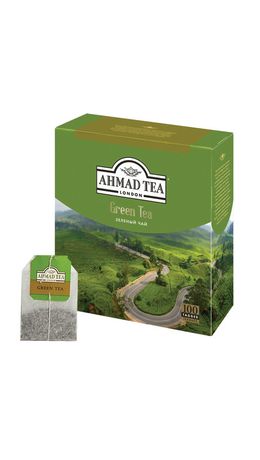 Чай AHMAD (Ахмад) "Green Tea", зеленый, 100 пакетиков по 2 г, 478-012