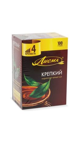 Чай ЛИСМА "Крепкий", черный, 100 пакетиков по 2 г, 201933