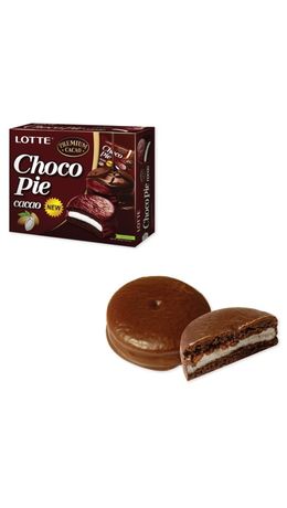 Печенье LOTTE "Choco Pie Cacao" ("Чоко Пай Какао"), глазированное, картонная упаковка, 336 г, 12 шт. х 28 г