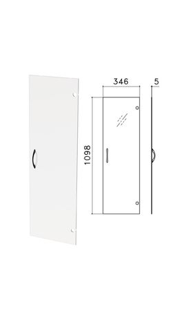 Дверь СТЕКЛО, средняя, "Канц", 346х5х1098 мм, БЕЗ ФУРНИТУРЫ, ДК35