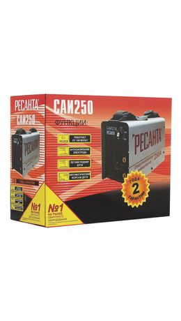 Сварочный аппарат инверторный САИ 250 РЕСАНТА, сварочный ток до 250 А, диаметр электрода до 6 мм, 65/6