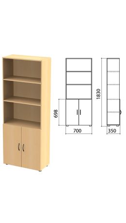 Шкаф полузакрытый "Канц", 700х350х1830 мм, цвет бук невский (КОМПЛЕКТ)