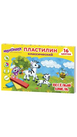 Пластилин классический ЮНЛАНДИЯ, 16 цветов, 240 г, со стеком, картонная упаковка