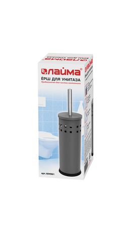 Ерш для унитаза ЛАЙМА, с подставкой, металл, серый, матовый, 604961