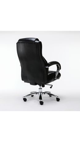 Кресло офисное BRABIX "Status HD-003", нагрузка до 250 кг, рециклированная кожа, хром, черное