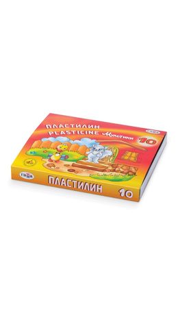 Пластилин классический ГАММА "Мультики", 10 цветов, 200 г, со стеком, картонная упаковка, 280017, 281017